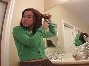 banyo-yapma, amatör, kızıl-saçlı, tek-kişilik, esmer-kadın