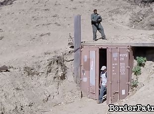 Border patrol agents capture a hot chick and fuck her brains out