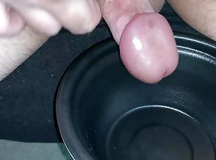 Fat Guy With A Small Penis Cumming in A Bowl