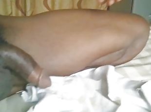 Black Boy Solo Fuck Cums Huge in Bed, yummy thick white  juice