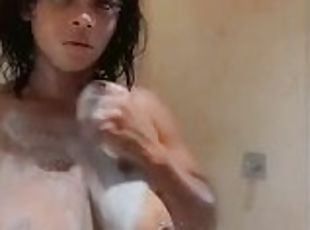 Steamy, Soapy Topless Shower Teaser in Luxury Hotel