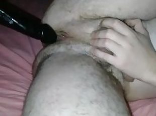 Playing with my ass and a big black dildo till I cum