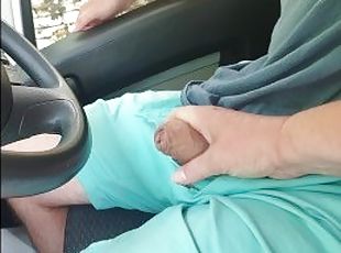 POV Married Couple Public Sex - Wife gives husband hand job in car park - Risky Outdoor Sex