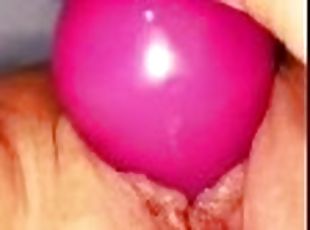 BBW With Meaty Pussy Lips Stuffs Cunt With HUGE Purple Toy!!