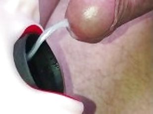 Vacuum Cleaner Dick Masturbation with my Open Mouth Stroker Device, Cool Cumshot sucked out slo-mo