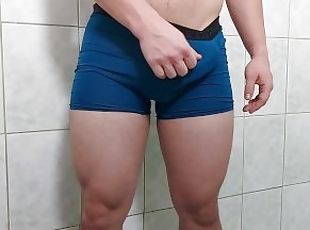 Getting hard with blue boxers