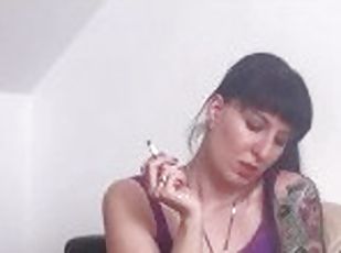 webbkamera, fetisch, rökning, brunett, verklighet
