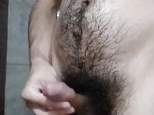 Male self pee in the shower with soap in ass, jack off his monster cock