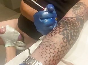 I tattoo myself and my wife came and helped. Hard handjob/sucking/toys and Cock electrocution