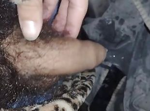 Hairy cock man Pees on old chair