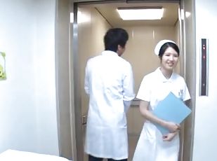 sygeplejerske, japans, par, sperm, perverst, uniform