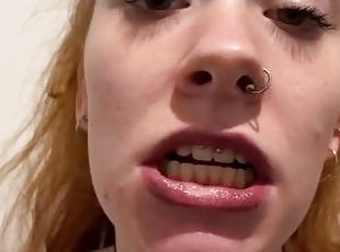 Redhead teen- mouth, drool, tongue close up & asmr