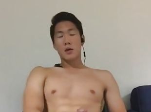 asiático, masturbação, amador, gay, gozando, webcam, coreano