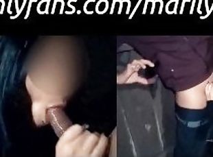 Latina MILF Marilyn Moreno hooks up with stranger at bar and sucks his dick in public