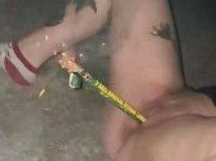 goth girl shoots firework out her pussy