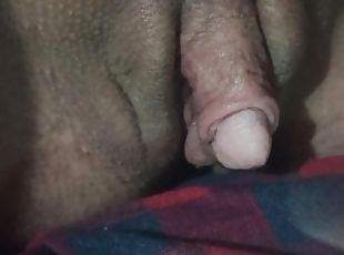 Trans FTM jerking off and spanking big clit close up