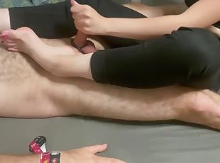 masturbaatio, amatööri, teini, käsihomma, pari, jalat, runkkaus, fetissi, poikaystävä
