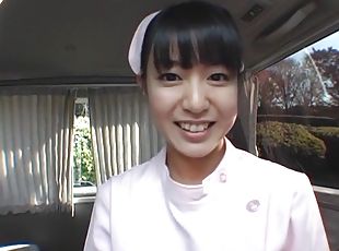 sygeplejerske, japans, synsvinkel, uniform