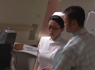 asiatisk, briller, sykepleier, japansk, par, frekk, uniform