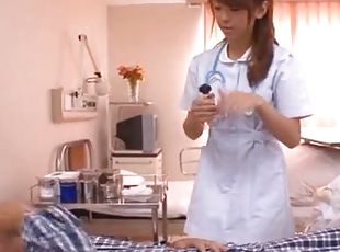 sjuksköterrska, avsugning, japansk, par, uniform