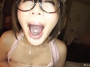 Video of chubby Japanese girl Oshikawa Yuri swallowing cum