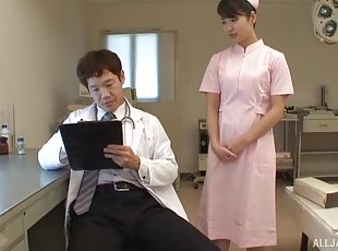 sjuksköterrska, doktor, japansk, par, knullande, kinky, uniform