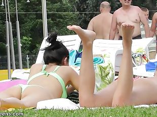 Saucy Bikini 18Yo Schoolgirl Schoolgirls With Nasty Rear End End Micro Thongs Tanning - (PORN MOVIES)