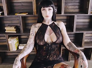mulher-madura, estrela-porno, ejaculação, natural, cona, tatuagem