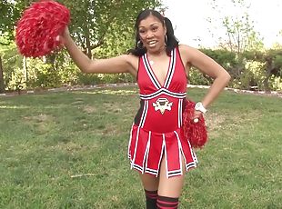 ebony, pigtail, cheerleader, vakker, uniform