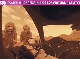 Two hot blonde babes fucking hard on mars VR porn parody threesome