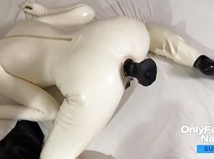 Rubberdoll Natallien - anal dildo play with latex condom suit - Onlyfans Video