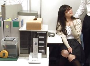 asiatique, lunettes, bureau-office, hardcore, japonais, couple, réalité, bite