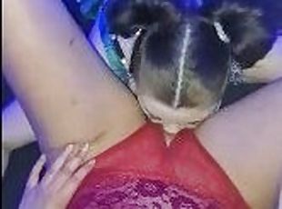 Another one of pretty eyed native and young latina kissing and sucking my dick up close
