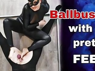 Ballbusting With Pretty Feet! Femdom Bondage CBT BDSM Piss Golden Shower Domination Real Milf