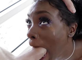 Thin ebony white fucked in the ass and soaked with jizz on face