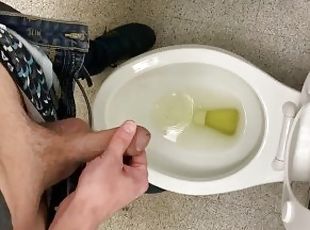 Taking a nice piss in public restroom at work felt so fucking good moaning relief empty bladder