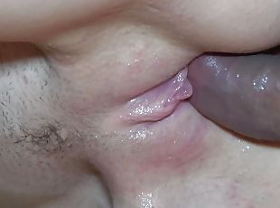 I love when my stepbro fucks my wet pussy in gymnastic position and cums on it Close Up Loud moaning