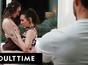 ADULT TIME - Cute Brunette Liz Jordan Scissors With Her BF's Lesbian Boss Sinn Sage To Please Him!