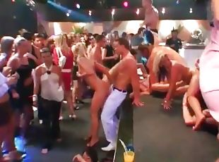 Horny dancing and cocksucking girls in a club