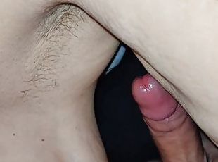 Wet blowjob soft saggy tits and cum on hairy armpits