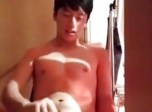asiático, masturbação, gay, ejaculação, webcam, coreano
