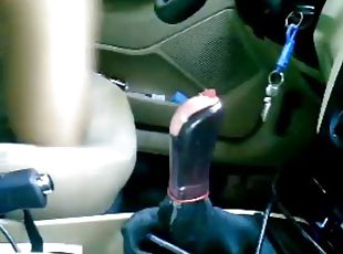 Crazy girl fucking with gear stick