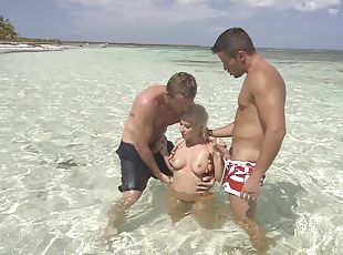 Awesome beach threesome with insatiable blonde Katrin Wolf