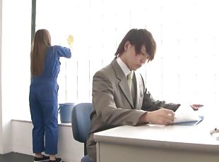 एशियाई, कार्यालय, अव्यवसायी, कमशॉट, जापानी, हैण्डजॉब, पहने-सेक्स