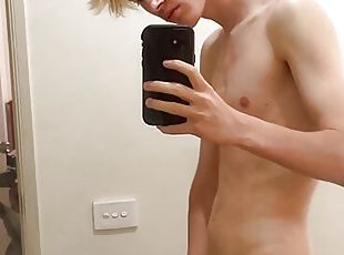 Cute Blonde Twink Jerking his dick (My first video)