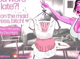 your tomboy femdom gf makes you work out in a cum stained maid dress before she pegs you
