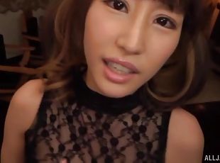 Japanese beauty Ayami Shunka gives a titjob and blows a hard dick