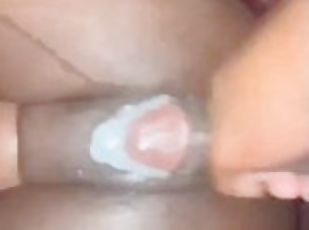 cumming all over her fat trini pussy