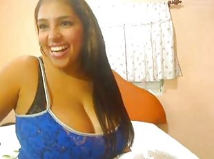 Sexy Dominican with big natural firm tits on webcam