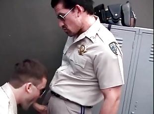 Cops in uniform suck dick in locker room